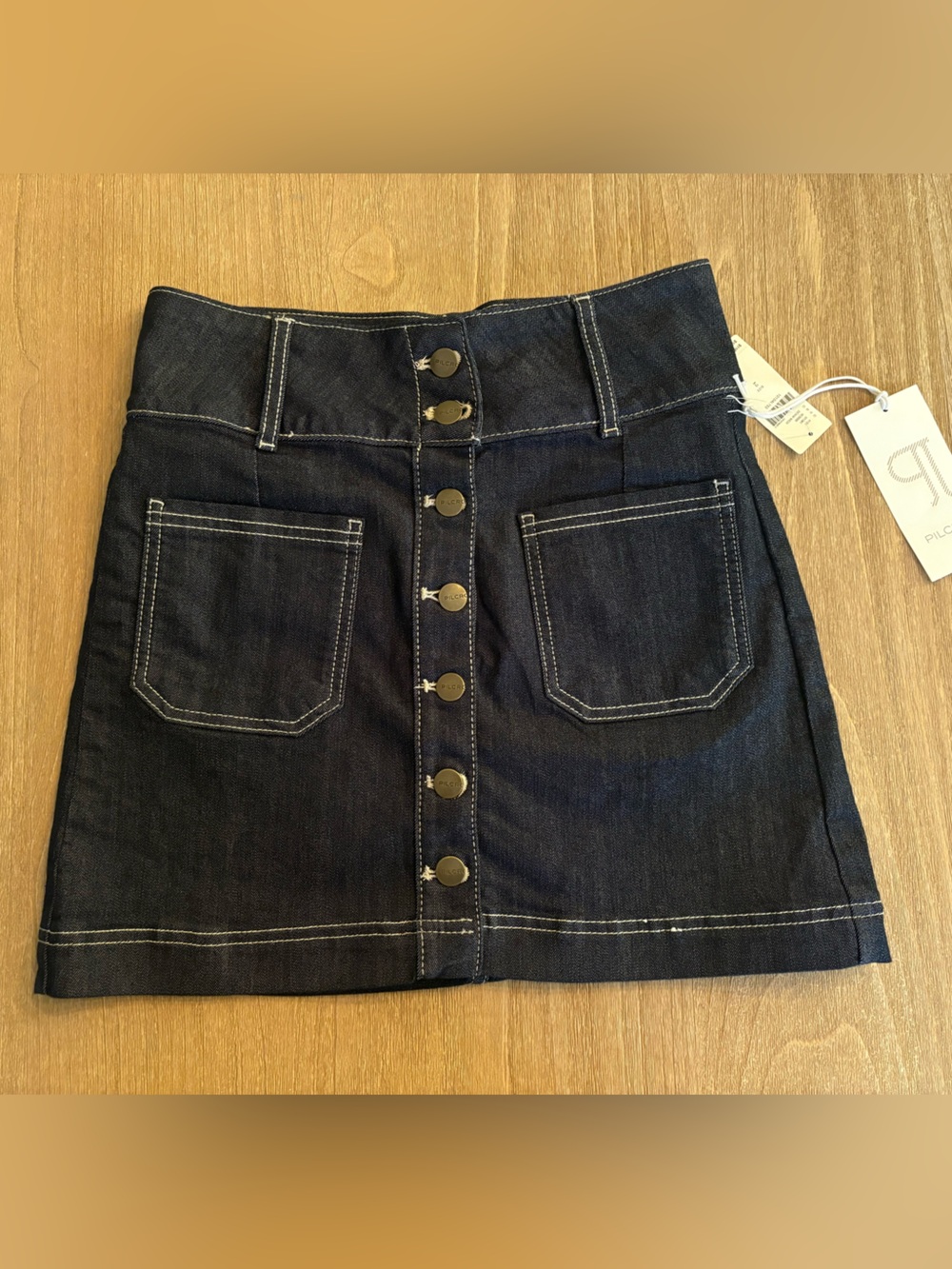 NWT Anthropologie Pilcro Button Front Denim Mini Skirt Size 2 Dark Medium Denim - Picture 6 of 15